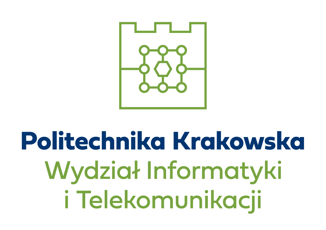 symetryczne logo Wydziału Informatyki i Telekomunikacji do stosowania samodzielnie lub z sygnetem Politechniki Krakowskiej